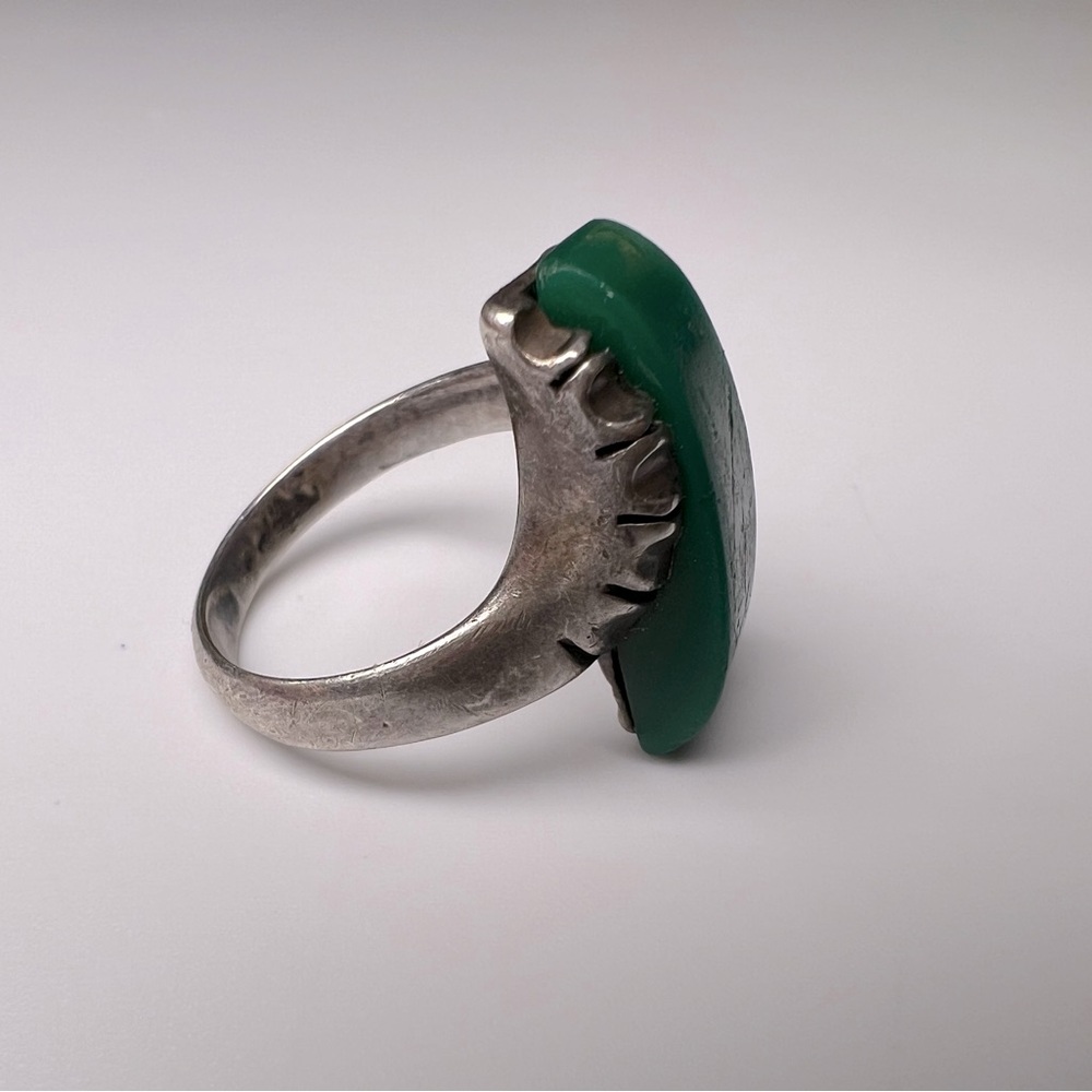 Green Agate Sterling Silver 925 Ring, Size 6.5 - Picture 6 of 8